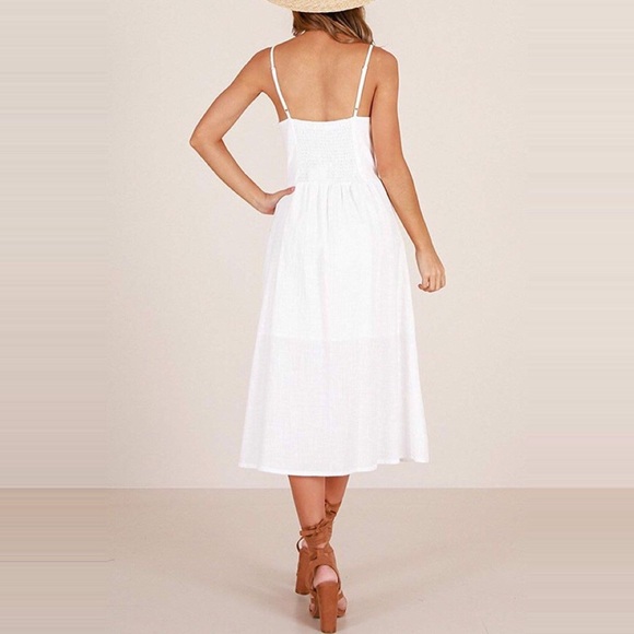 Button Front Spaghetti Strap Midi Dress - Picture 2 of 7